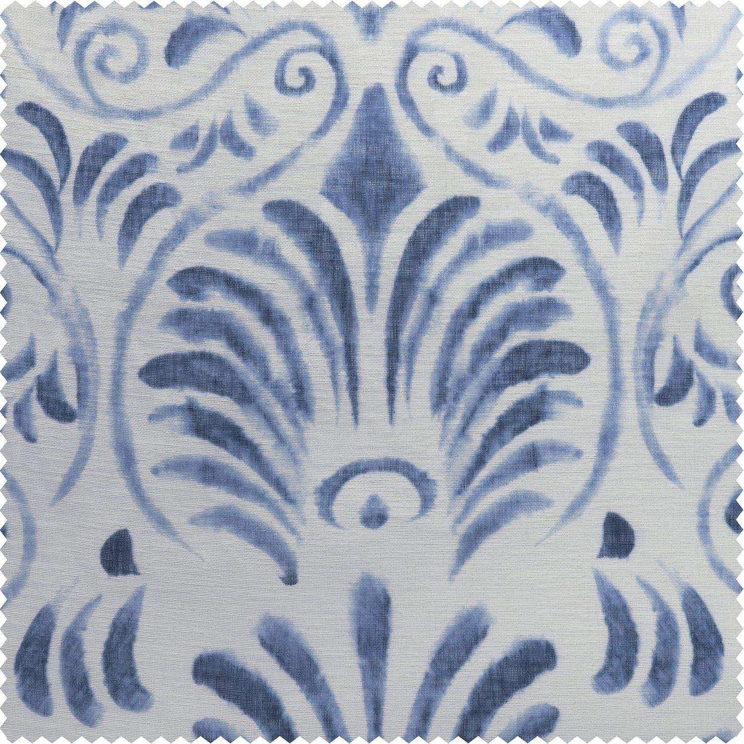 Xenia Blue Printed Sheer Custom Curtain - HalfPriceDrapes.com