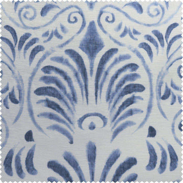 Xenia Blue Printed Polyester Swatch - HalfPriceDrapes.com