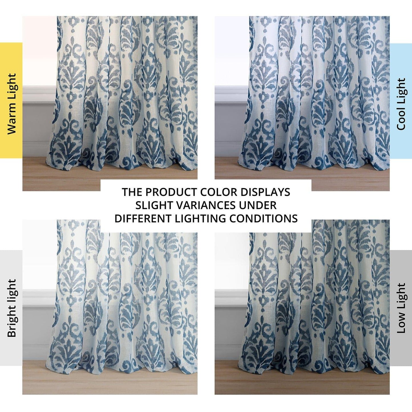 Fresco Blue Printed Sheer Curtain - HalfPriceDrapes.com