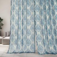 Fresco Blue Printed Sheer Custom Curtain - HalfPriceDrapes.com