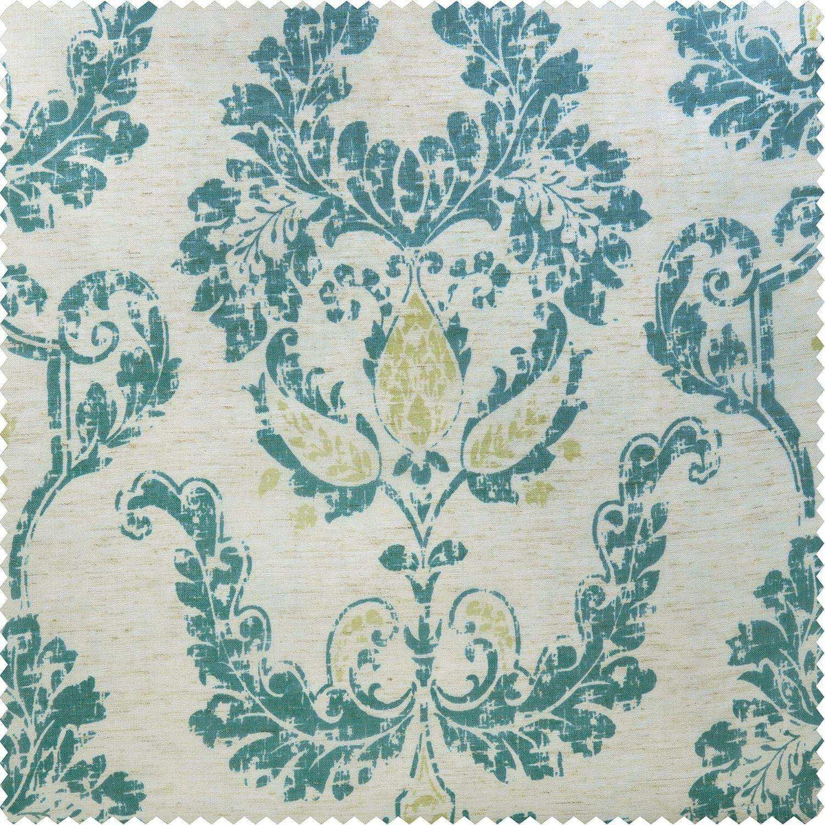 Terrace Teal Printed Polyester Swatch - HalfPriceDrapes.com