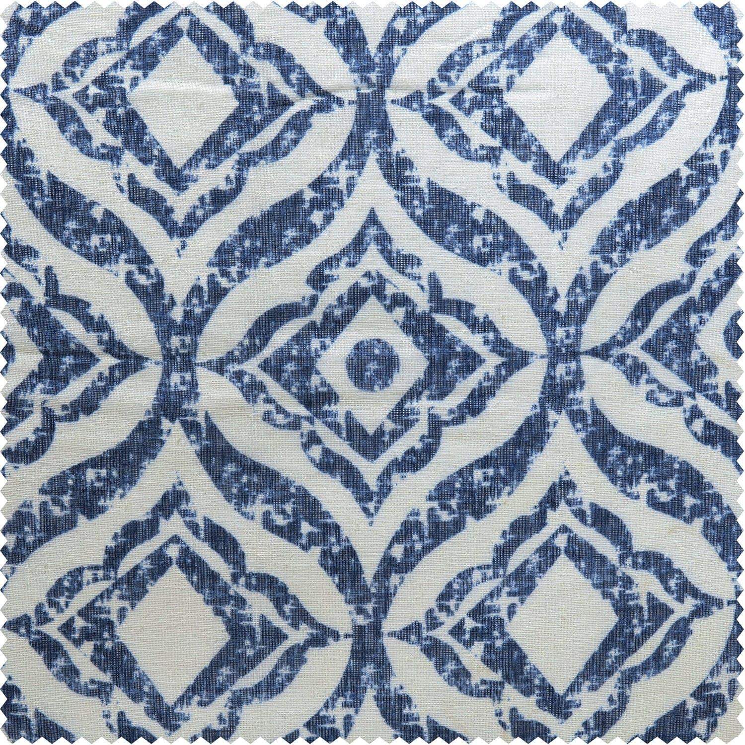 Plaza Blue Printed Polyester Swatch - HalfPriceDrapes.com