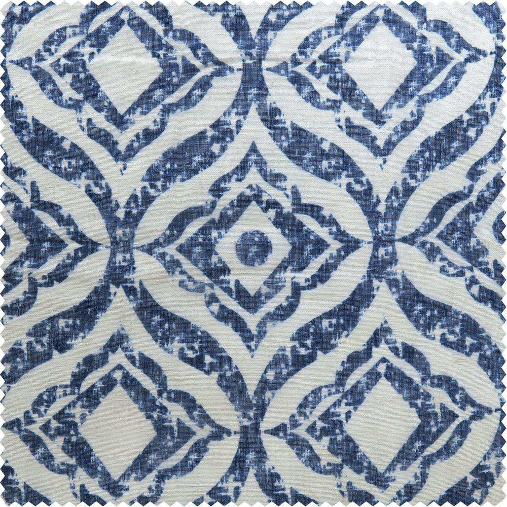 Plaza Blue Printed Sheer Custom Curtain - HalfPriceDrapes.com