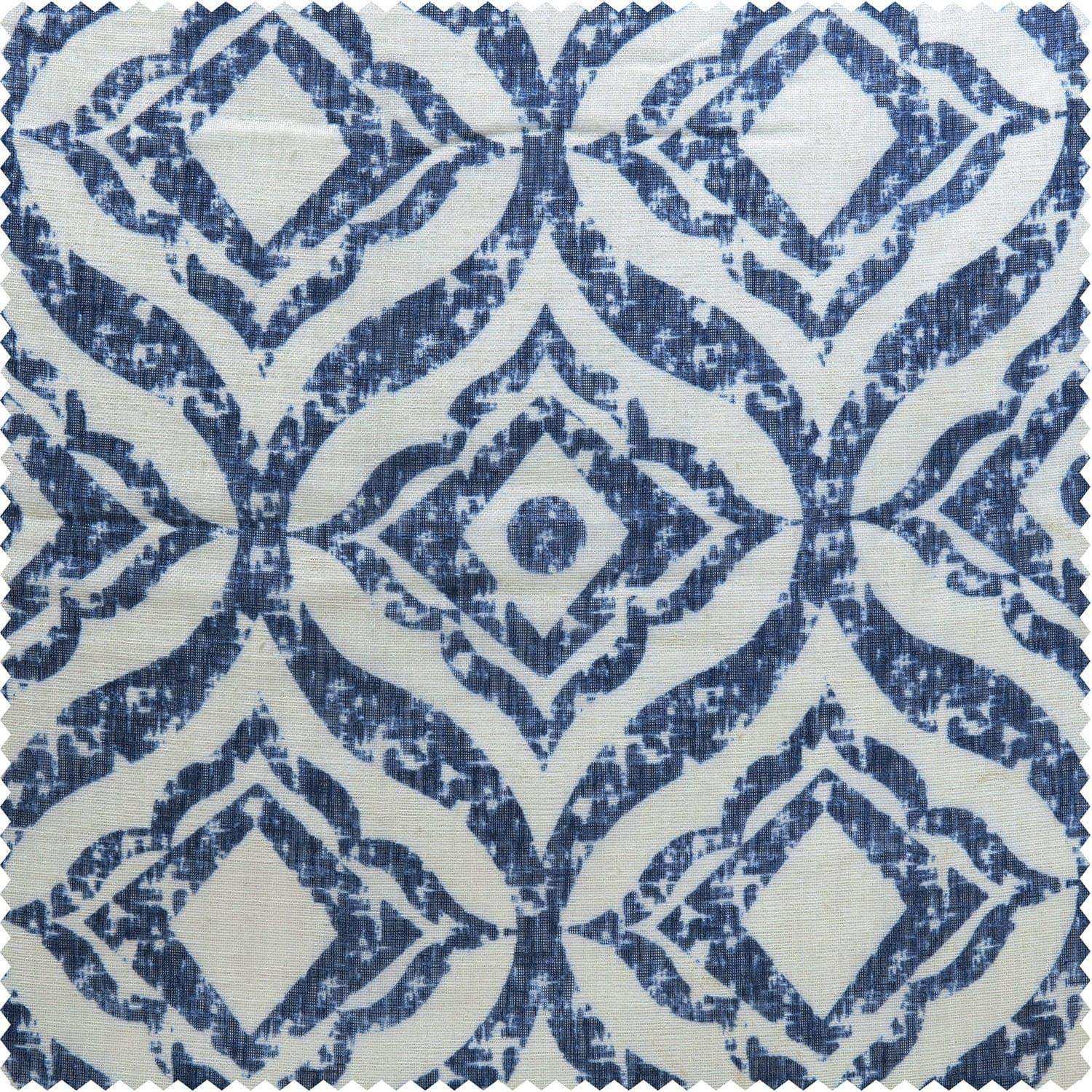 Plaza Blue Printed Sheer Custom Curtain - HalfPriceDrapes.com