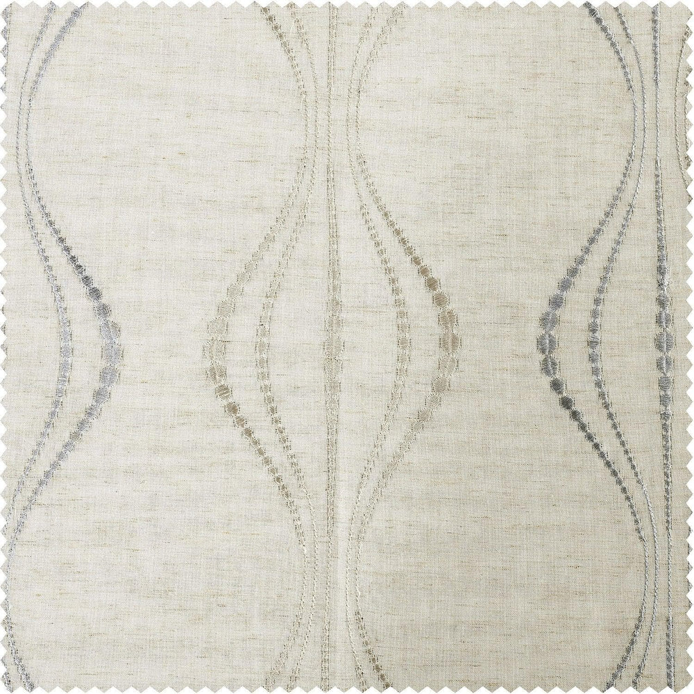 Suez Natural Embroidered Patterned Faux Linen Sheer Custom Curtain - HalfPriceDrapes.com