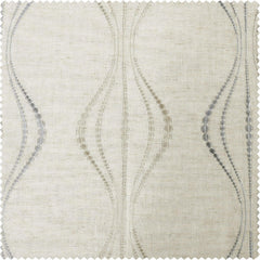 Suez Natural Striped Embroidered Patterned Faux Linen Sheer Curtain