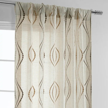 Suez Bronze Striped Patterned Faux Linen Sheer Custom Curtain