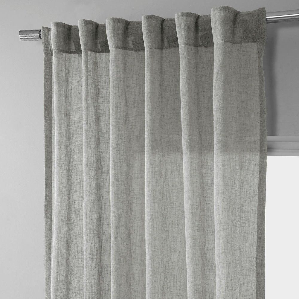 Alto Grey Solid Linen Sheer Curtain Pair (2 Panels) - HalfPriceDrapes.com