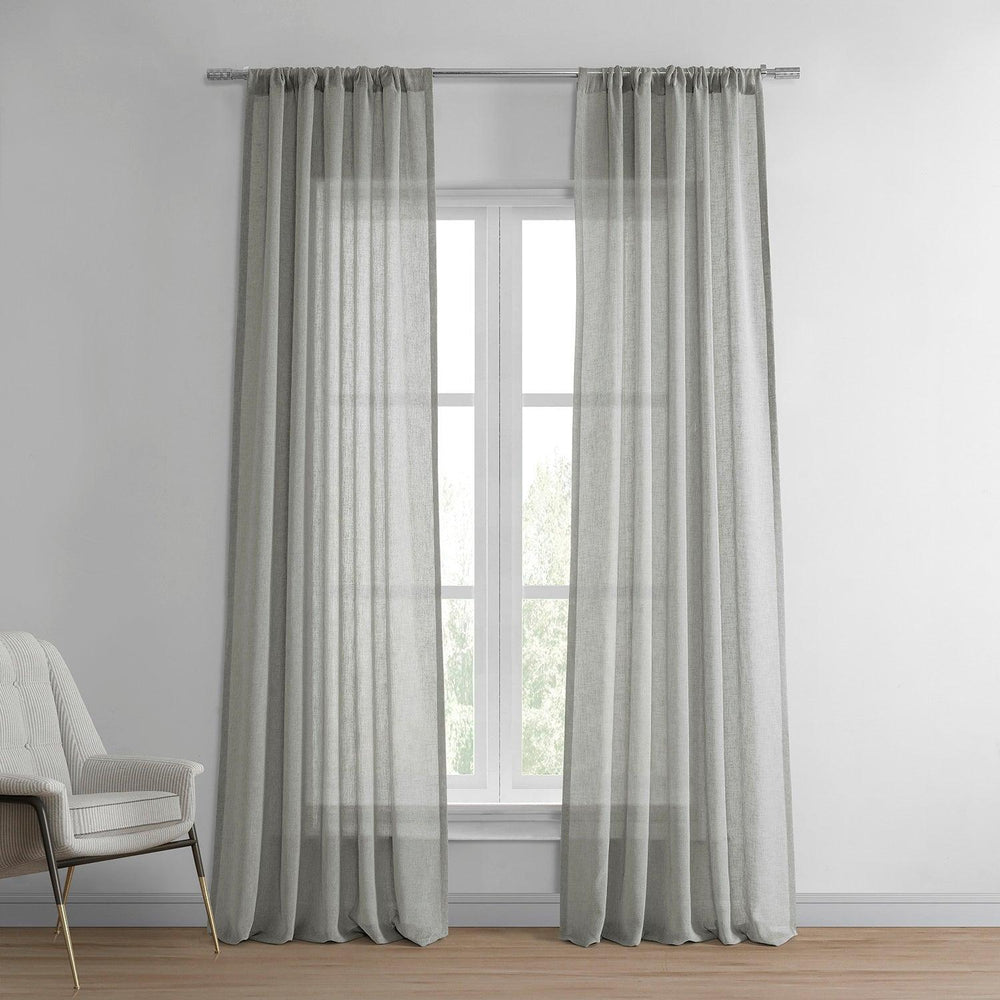 Alto Grey Solid Linen Sheer Curtain Pair (2 Panels) - HalfPriceDrapes.com