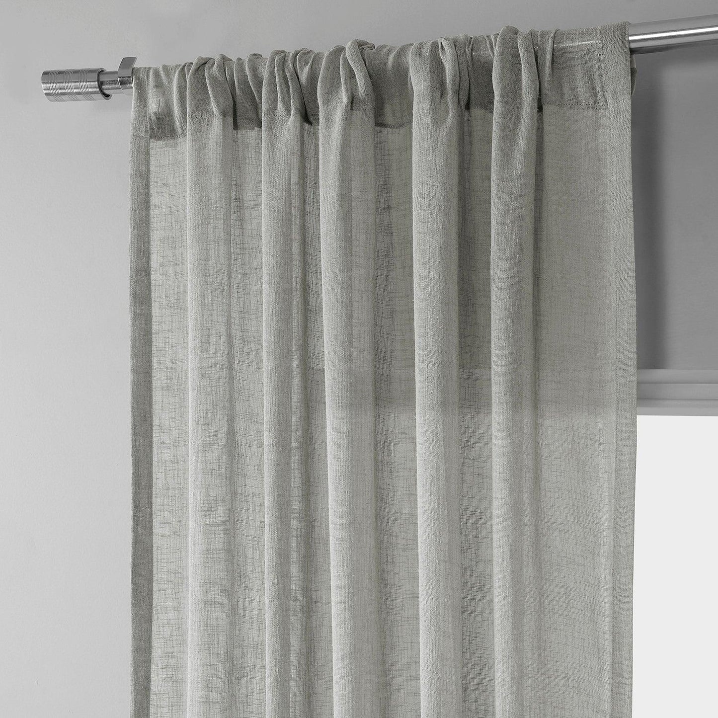 Alto Grey Solid Linen Sheer Curtain Pair (2 Panels) - HalfPriceDrapes.com
