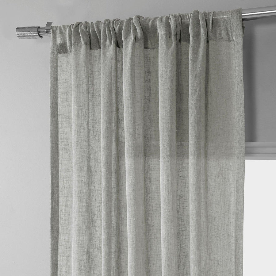 Alto Grey Solid Linen Sheer Curtain Pair (2 Panels) - HalfPriceDrapes.com