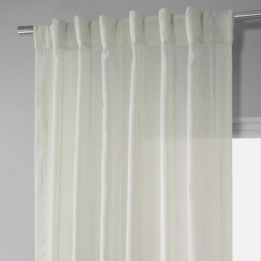 Meridian White Striped Linen Sheer Curtain Pair (2 Panels) - HalfPriceDrapes.com