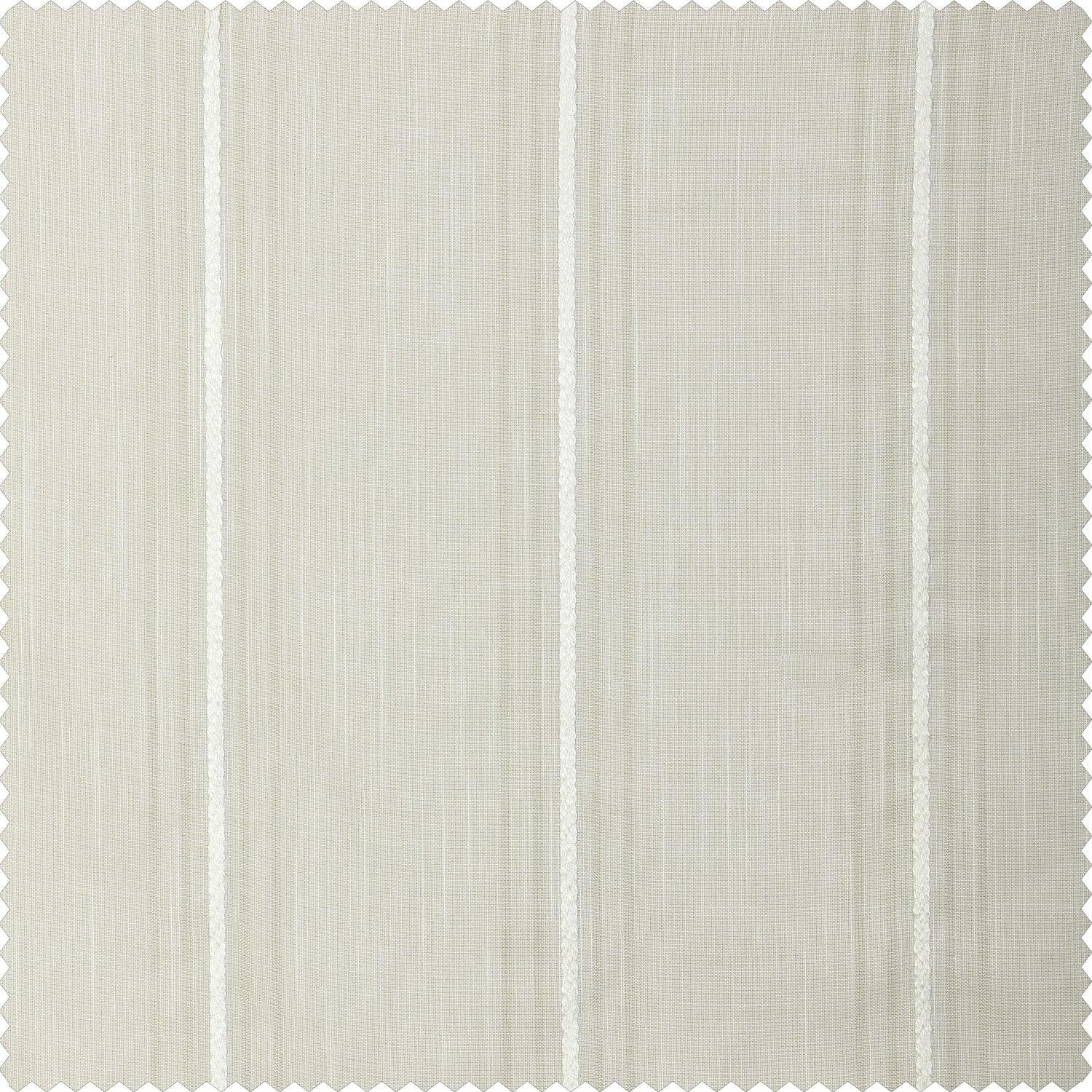 Meridian White Striped Linen Sheer Curtain Pair (2 Panels)