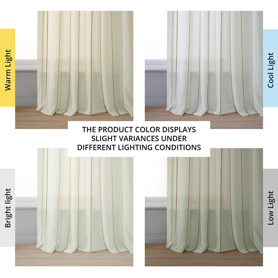 Meridian Gold Striped Linen Sheer Curtain Pair (2 Panels) - HalfPriceDrapes.com