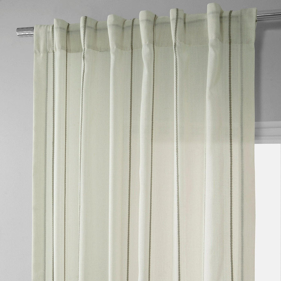 Meridian Gold Striped Linen Sheer Curtain Pair (2 Panels) - HalfPriceDrapes.com