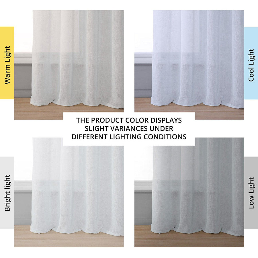 Aspen White Grommet Textured Faux Linen Sheer Curtain