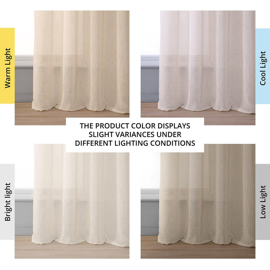 Cotton Seed Grommet Textured Faux Linen Sheer Curtain - HalfPriceDrapes.com