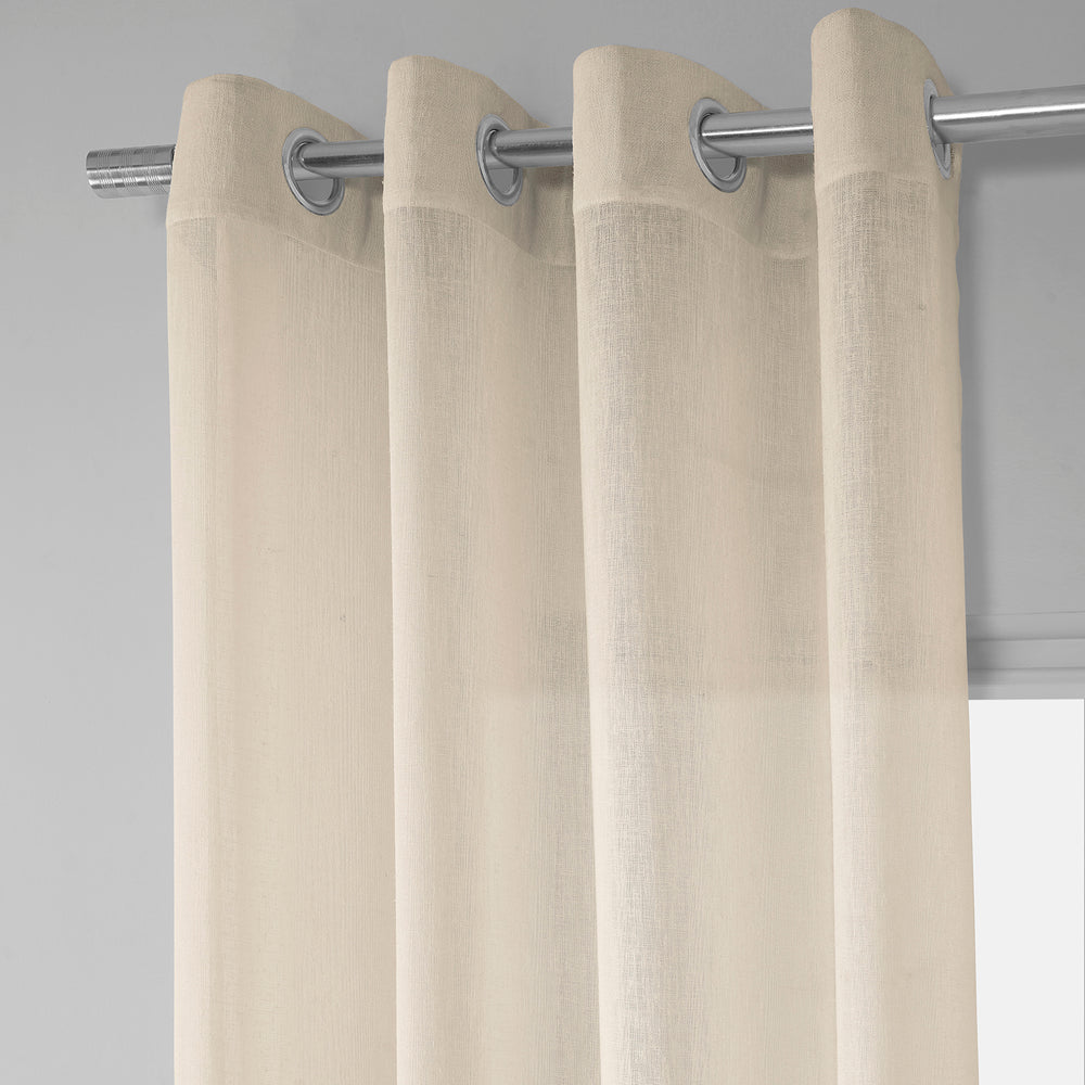 Cotton Seed Textured Faux Linen Sheer Custom Curtain
