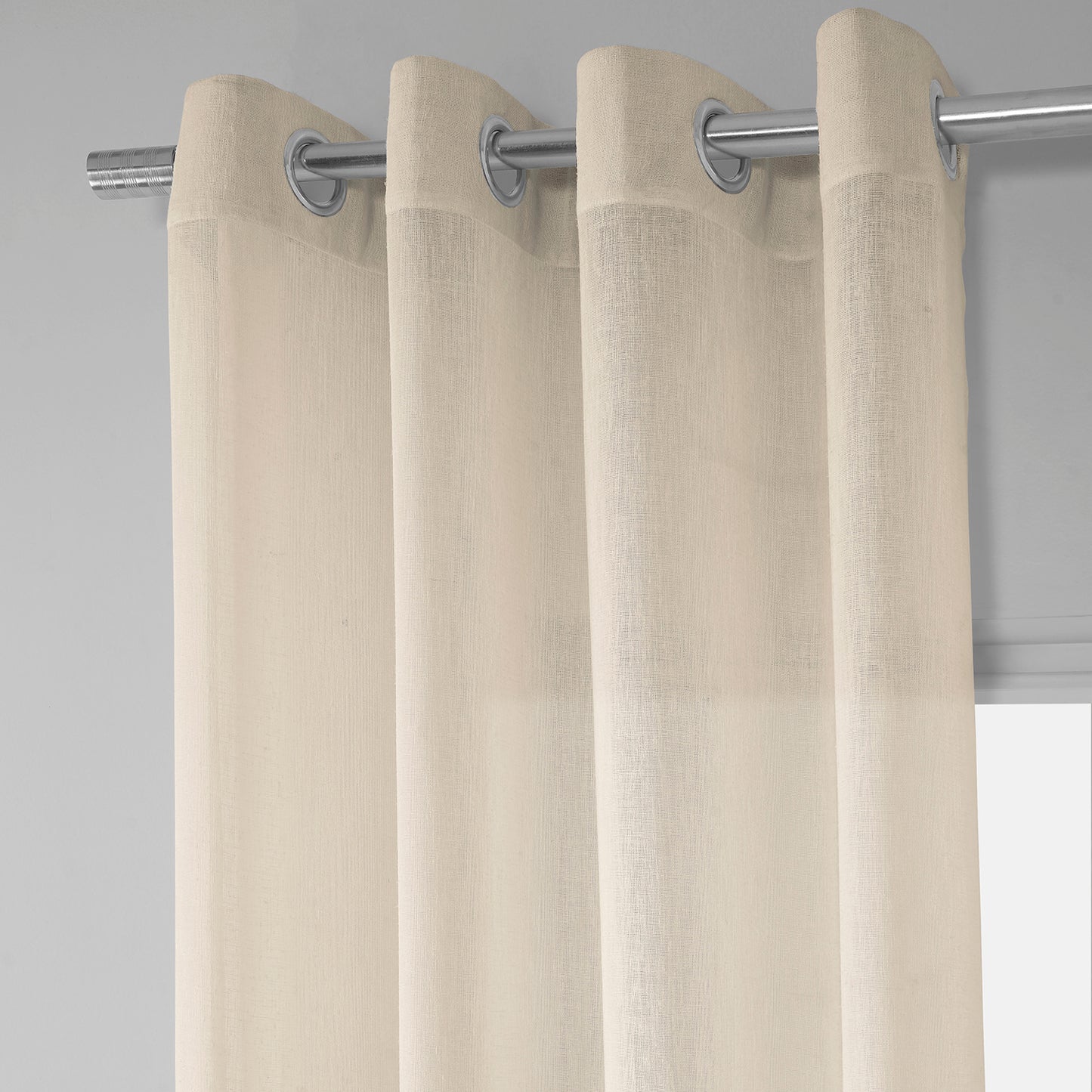 Cotton Seed Textured Faux Linen Sheer Custom Curtain