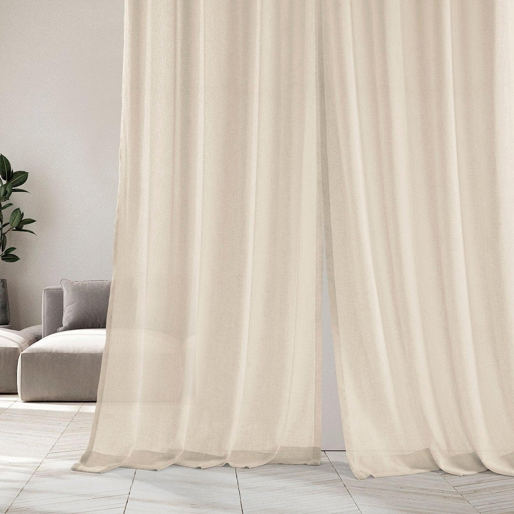 Cotton Seed Textured Faux Linen Sheer Custom Curtain - HalfPriceDrapes.com