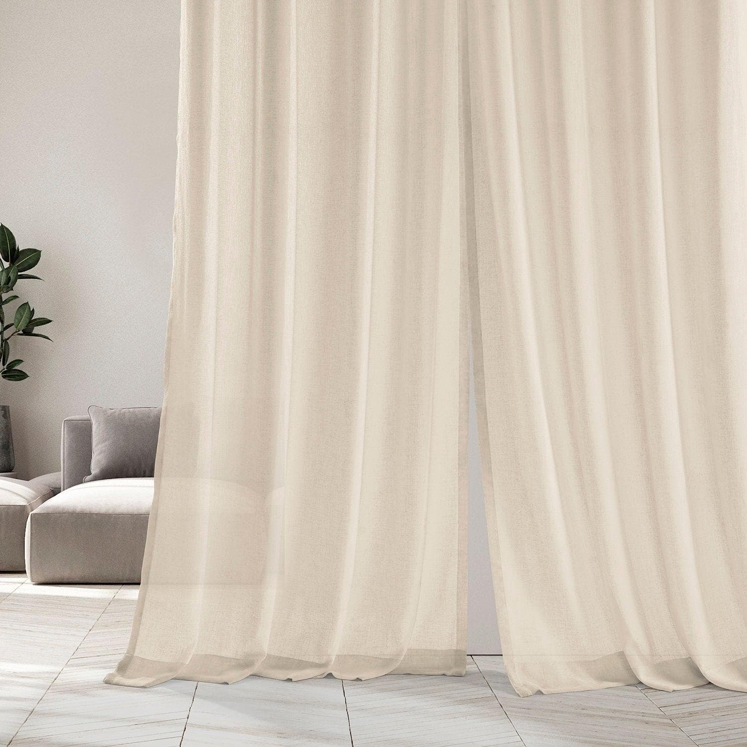 Cotton Seed Textured Faux Linen Sheer Custom Curtain - HalfPriceDrapes.com