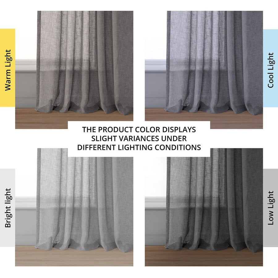 Gravel Grey Textured Faux Linen Sheer Curtain - HalfPriceDrapes.com