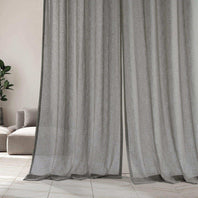 Paris Greige Textured Faux Linen Sheer Custom Curtain - HalfPriceDrapes.com