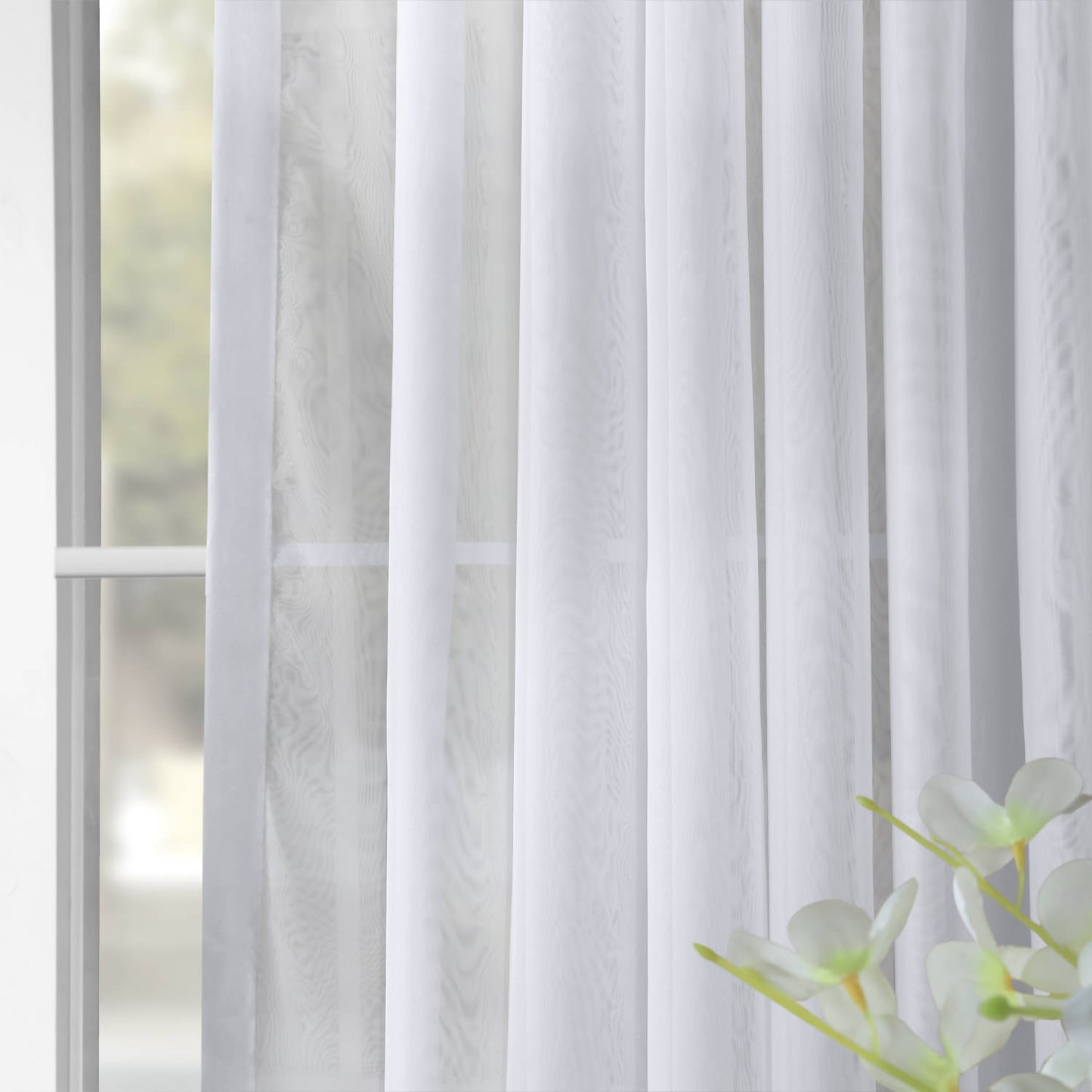 Double Layered White Sheer Custom Curtain