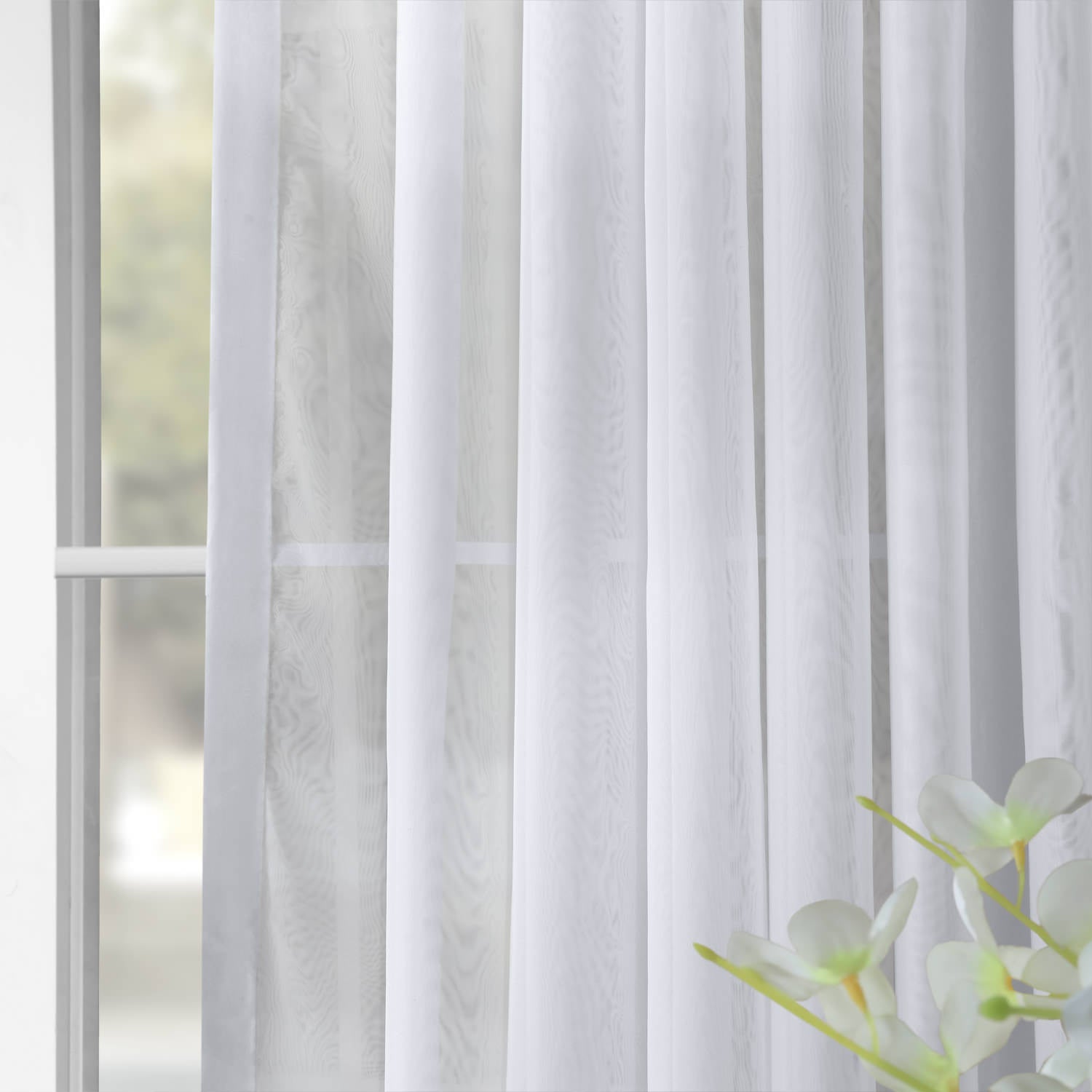 Double Layered White Sheer Custom Curtain
