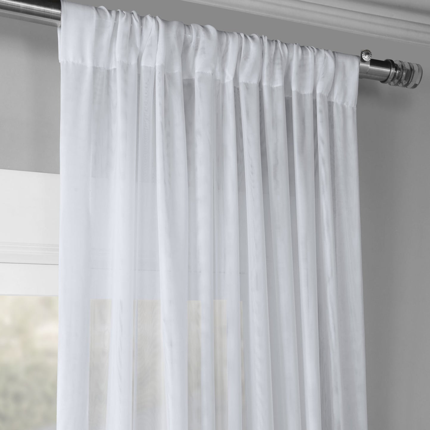 Double Layered White Sheer Custom Curtain