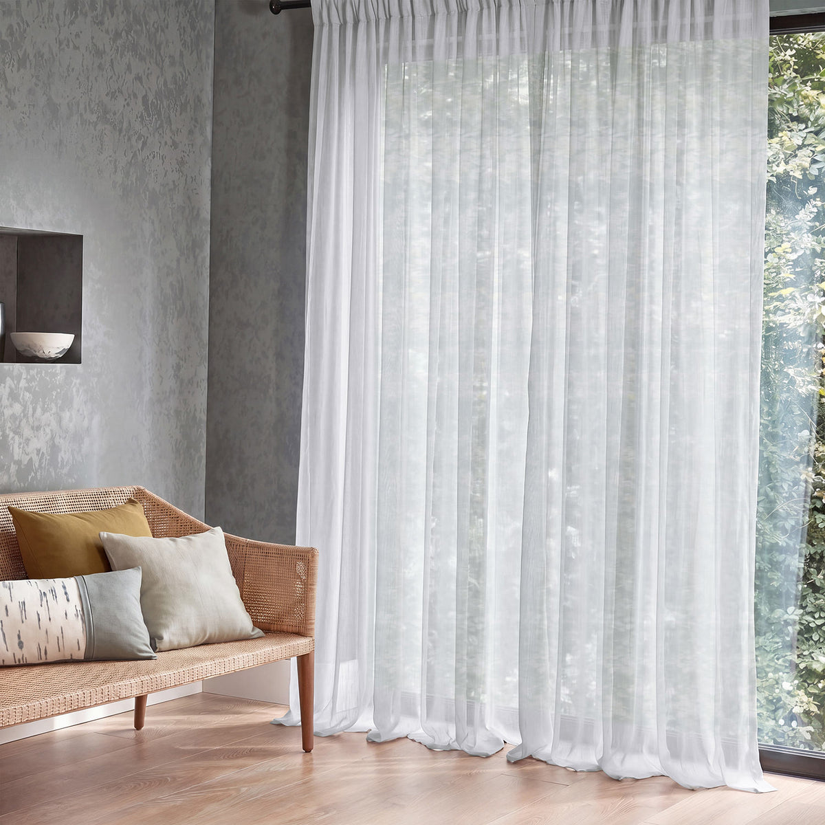 Solid White Voile Sheer Curtain Pair (2 Panels)