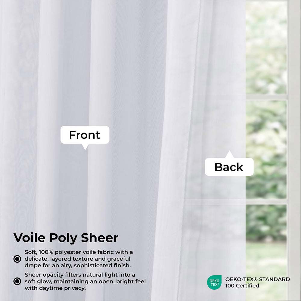Solid White Voile Extra Wide Sheer Curtain
