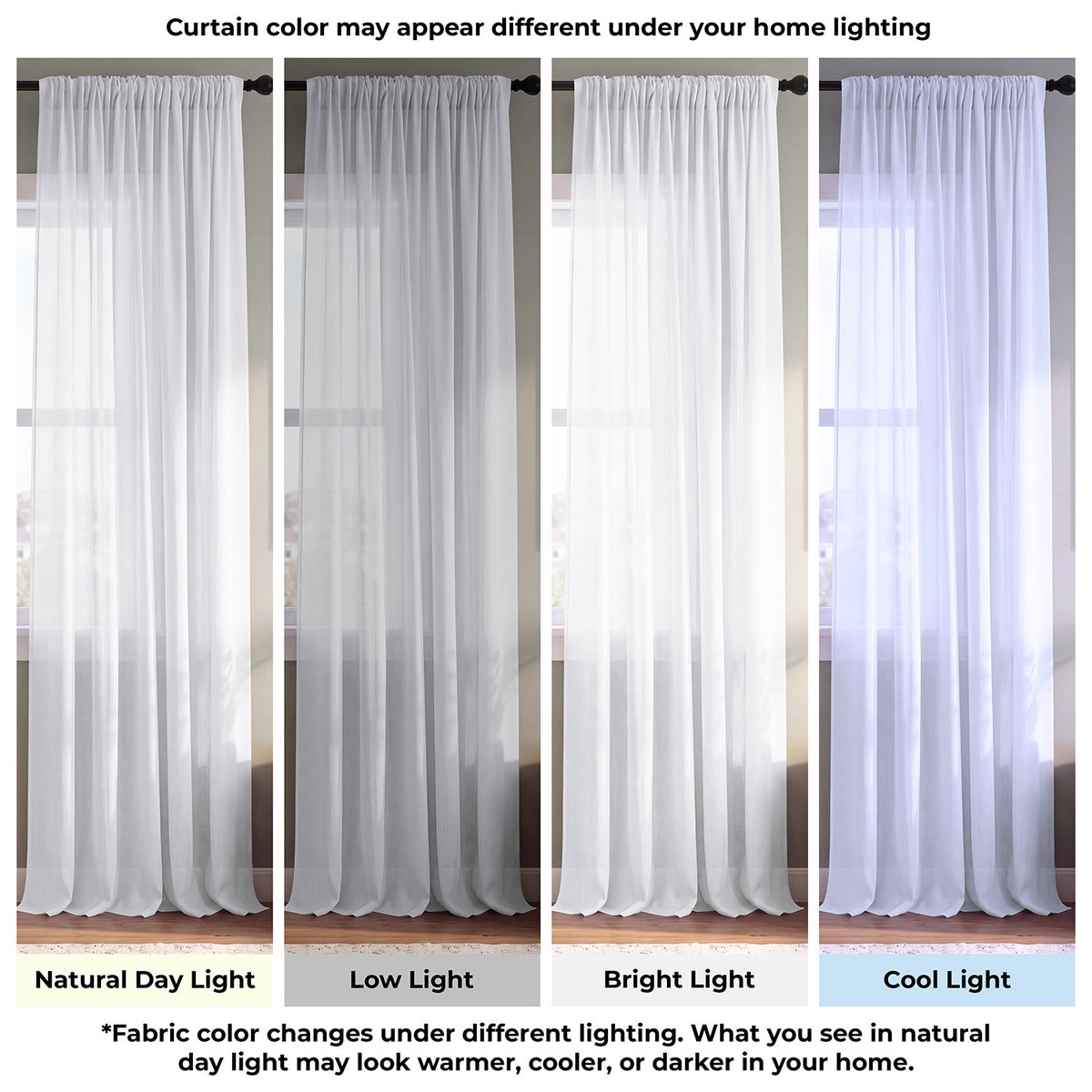 Solid White Voile Extra Wide Sheer Curtain