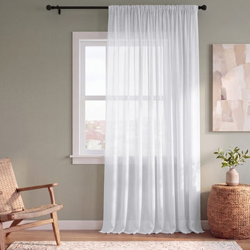 Solid White Voile Extra Wide Sheer Curtain