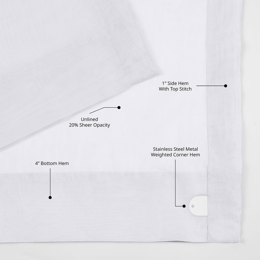 Solid White Voile Extra Wide Sheer Curtain