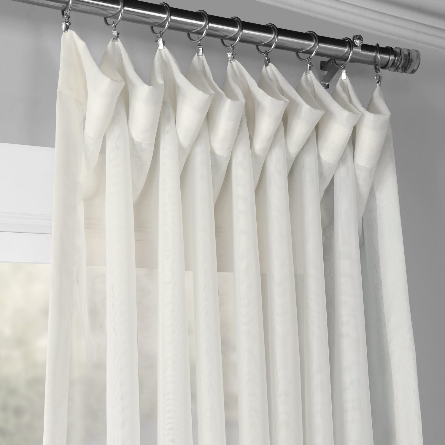 Double Layered Off White Sheer Custom Curtain