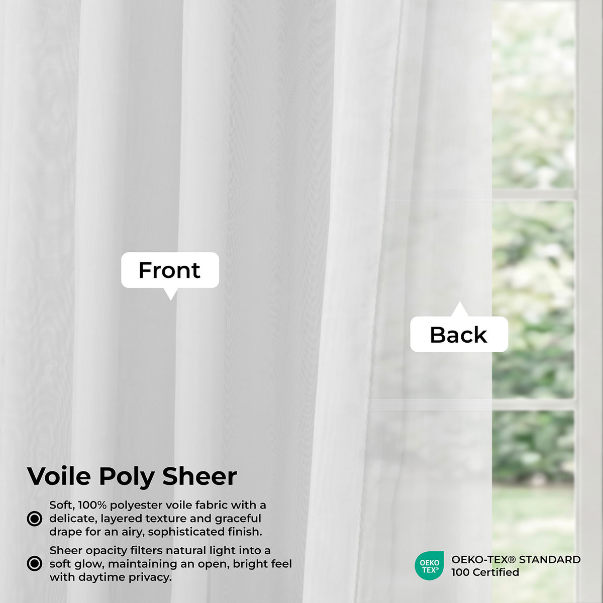 Solid Off White Voile Extra Wide Sheer Curtain