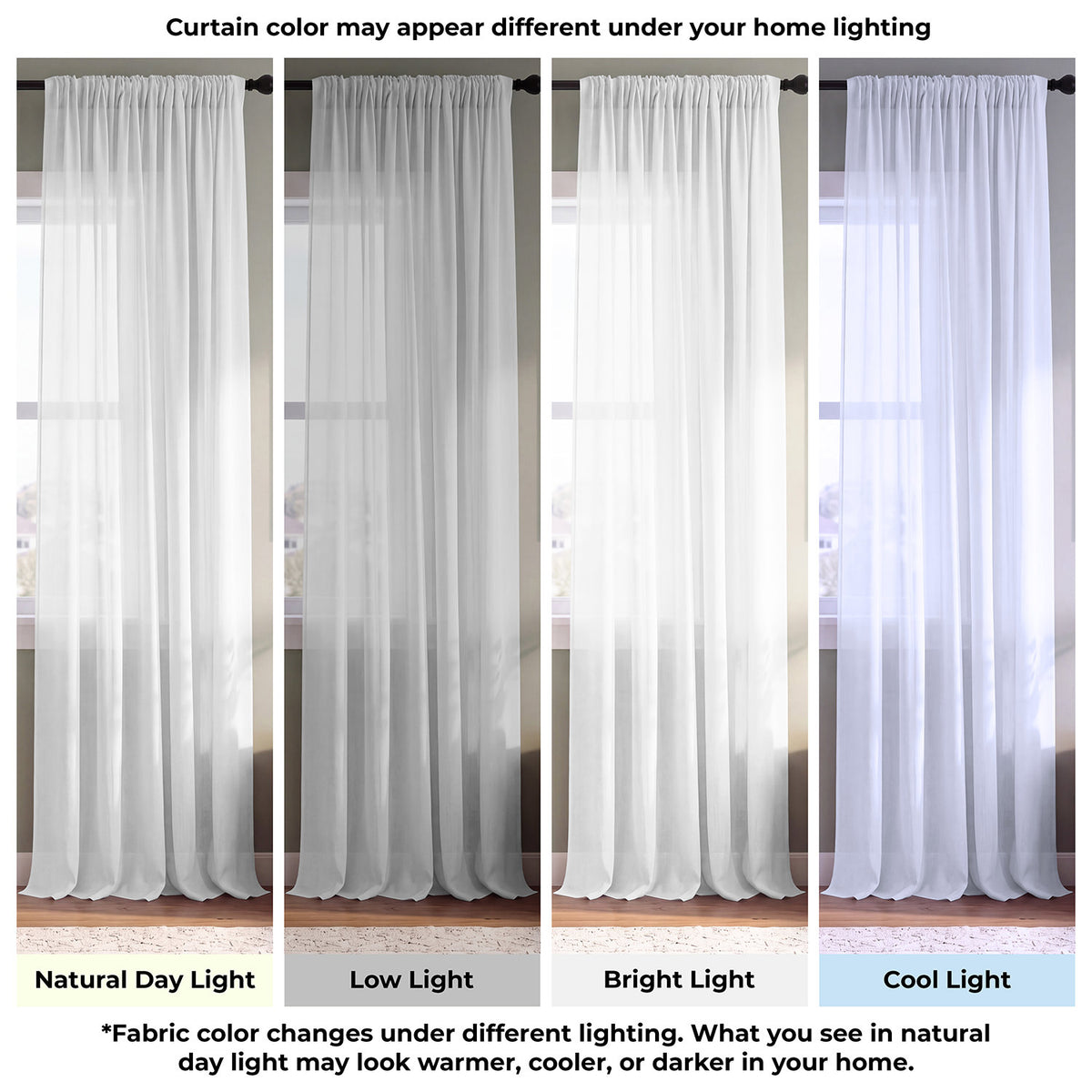 Solid Off White Voile Extra Wide Sheer Curtain