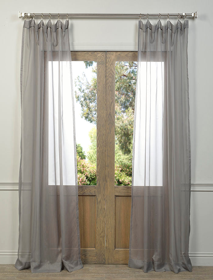 Grey Sheer Curtain Pair (2 Panels)