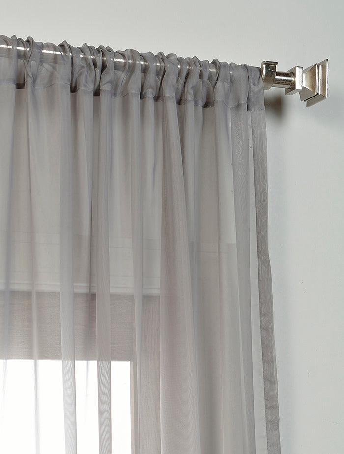 Grey Sheer Curtain Pair (2 Panels)