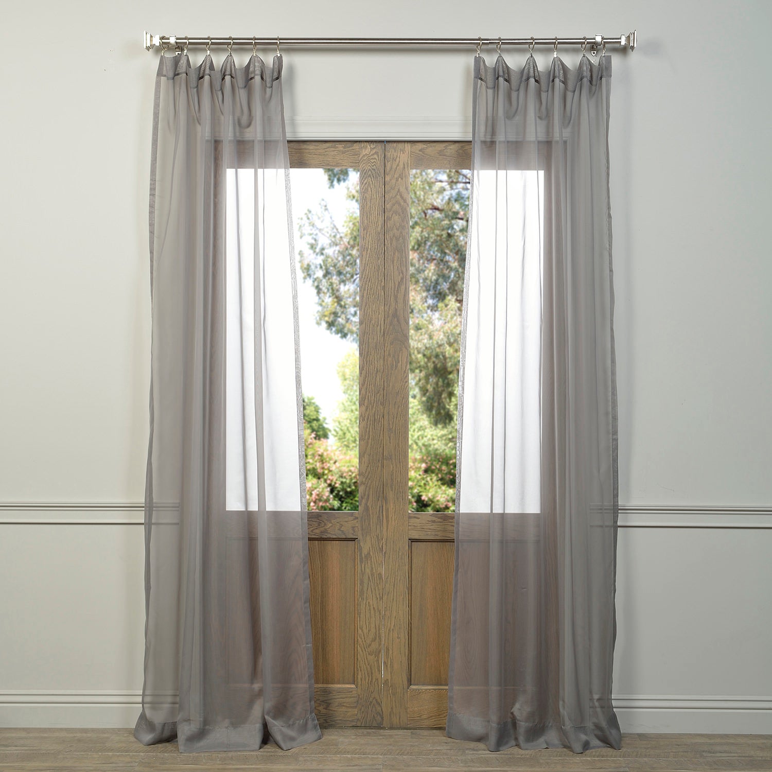 Grey Sheer Curtain Pair (2 Panels)
