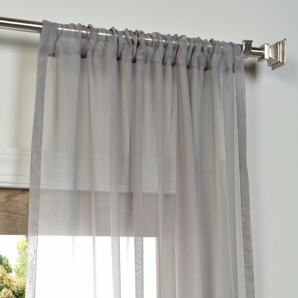 Grey Sheer Curtain Pair (2 Panels)