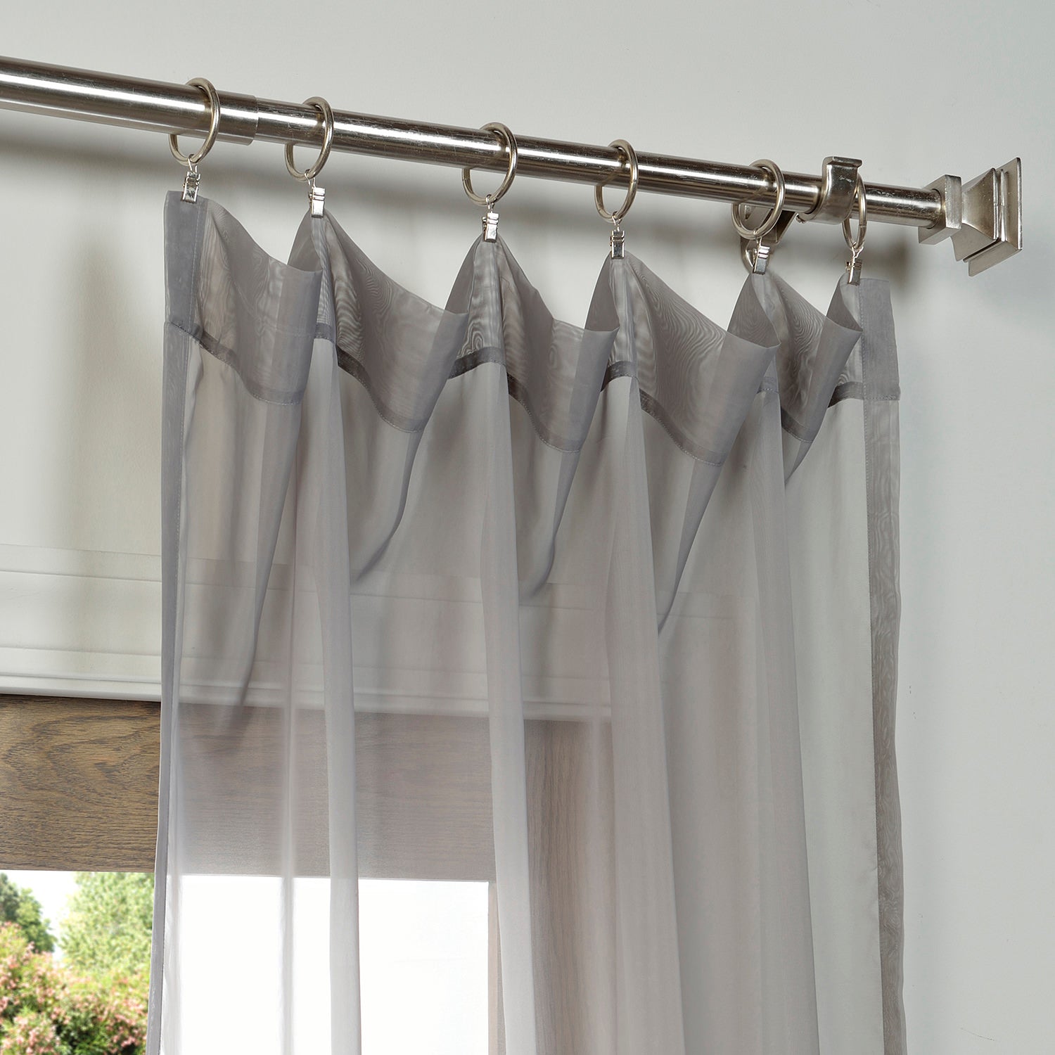 Grey Sheer Curtain Pair (2 Panels)