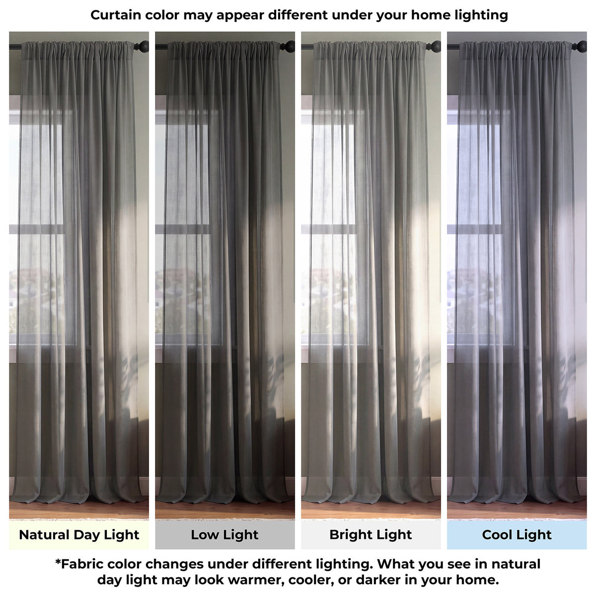 Solid Grey Voile Extra Wide Sheer Curtain