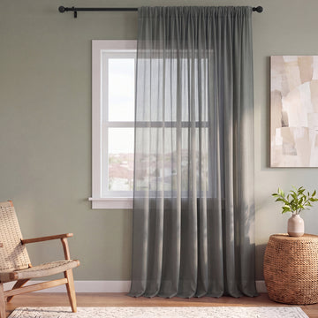 Solid Grey Voile Extra Wide Sheer Curtain