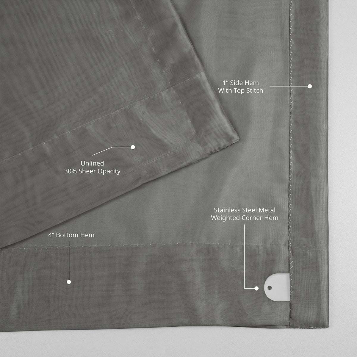 Solid Grey Voile Extra Wide Sheer Curtain