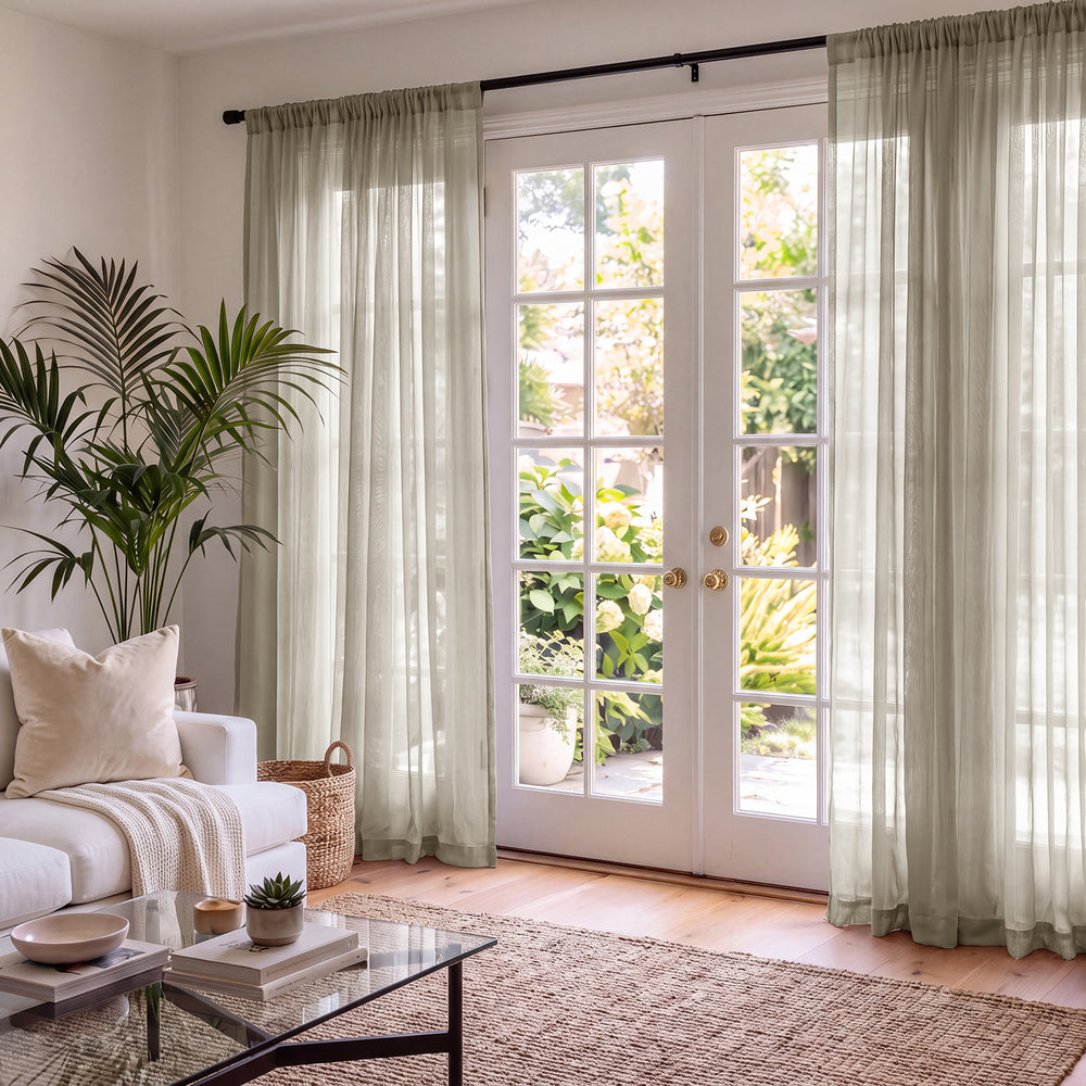 Double Layered Museum Grey Sheer Custom Curtain