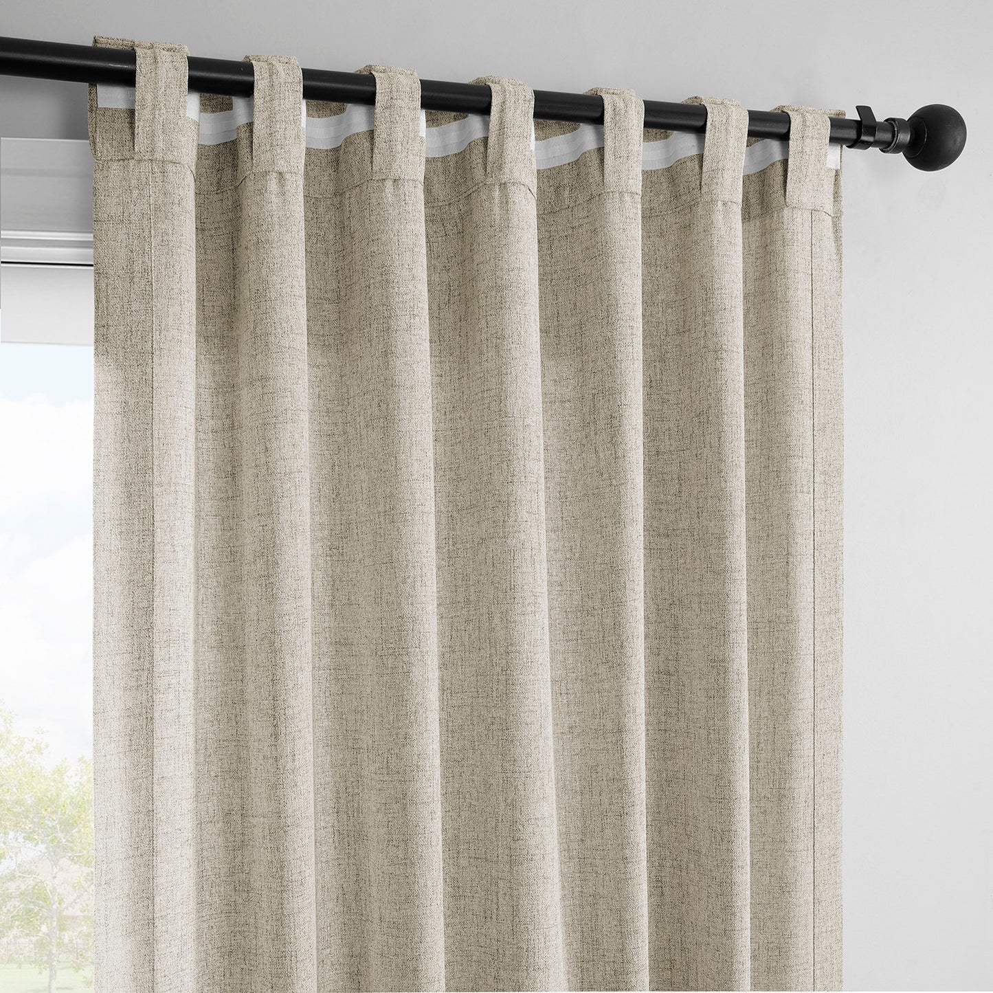 Rustic Oatmeal FarmTown Faux Linen Sheer Curtain Pair (2 Panels)