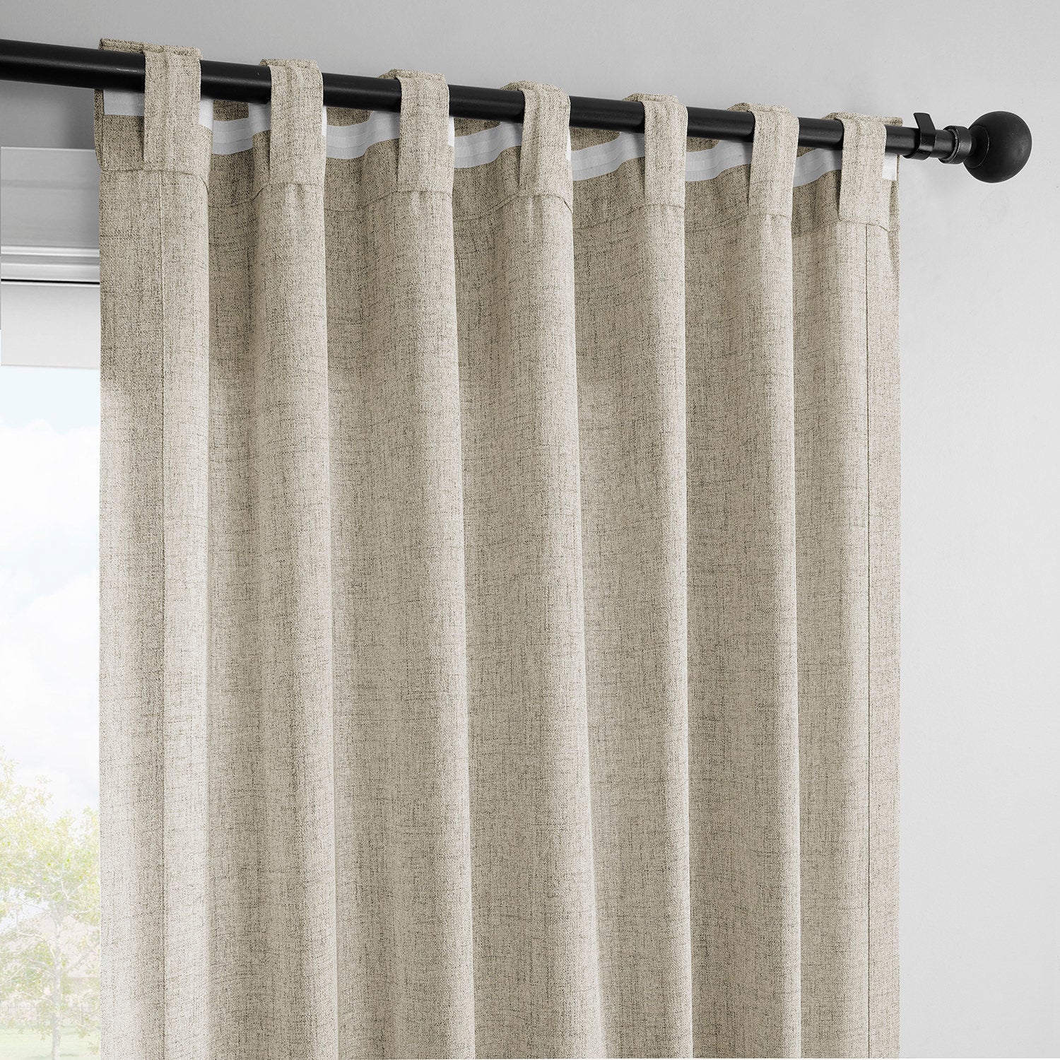 Rustic Oatmeal FarmTown Faux Linen Sheer Curtain Pair (2 Panels)