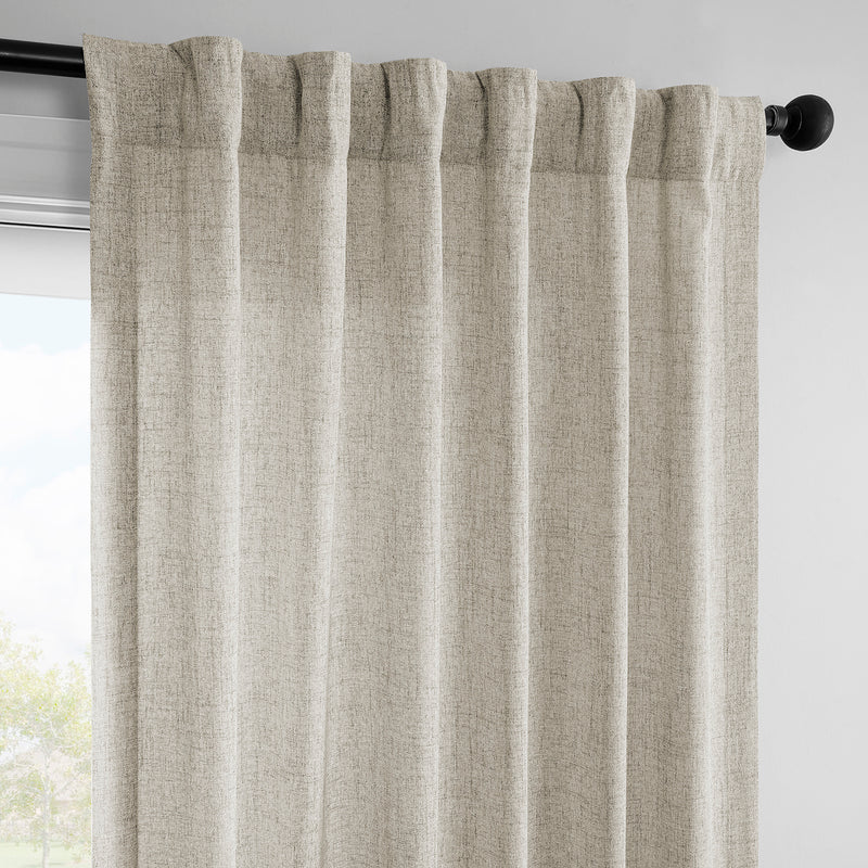 Rustic Oatmeal FarmTown Faux Linen Sheer Curtain Pair (2 Panels)